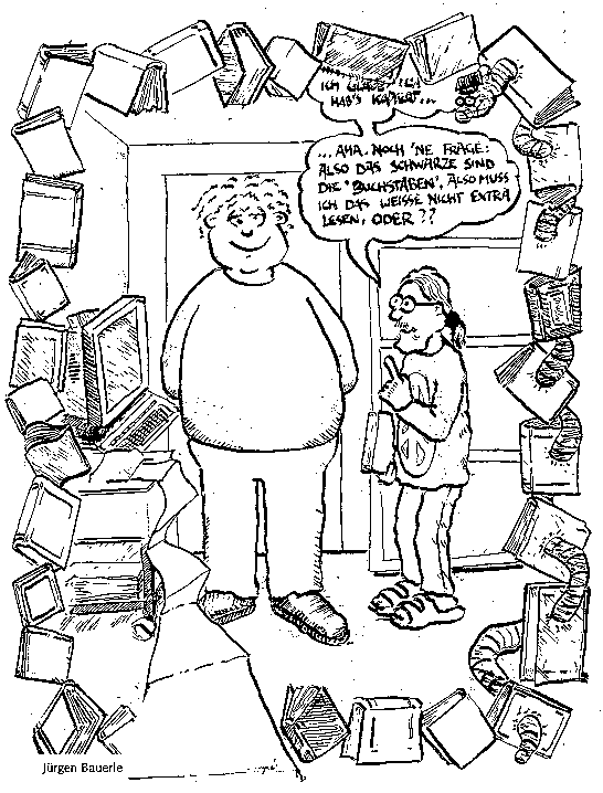 Bibliothekar-Cartoon